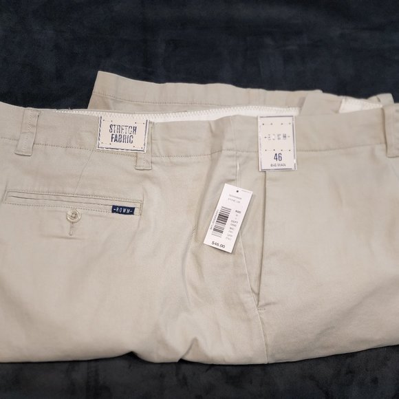 NWT ROWM MENS SZ 46 KHACKI FLAT FRONT SHORTS 9” INSEAM - Picture 1 of 2
